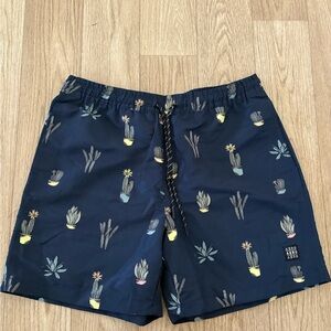 Aeropostale Dark Blue Board Shorts with Cactus Design